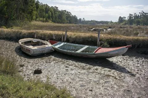 Two boats in the mud Fotos de archivo