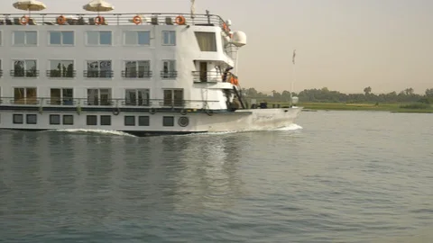 Two Boats on the Nile River Stock Footage 97623400