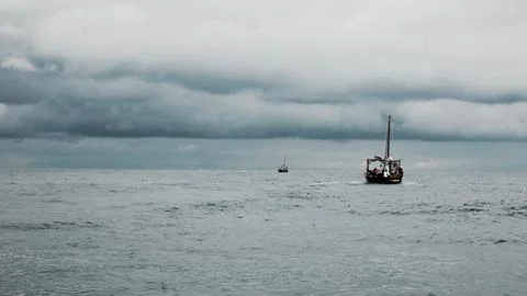 Two boats on the ocean Foto stock