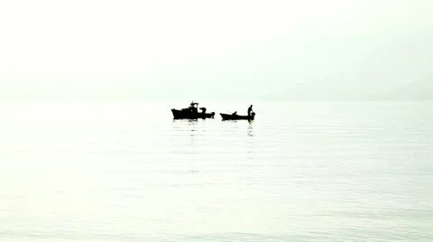 Two boats on the ocean, white background Stock Footage 22086412