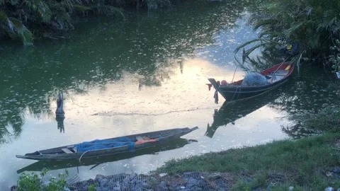 Two boats over the river Stock Footage 131844192
