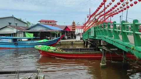 Two boats passed below the bridge Stock Footage 322895394