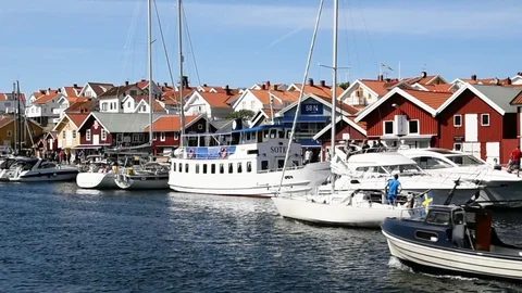 Two boats passing Stock Footage 91436185