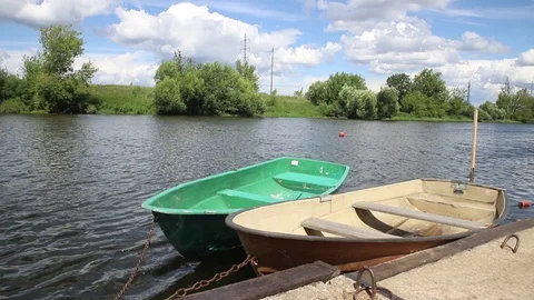 Two boats at the pier Stock Footage 111919795