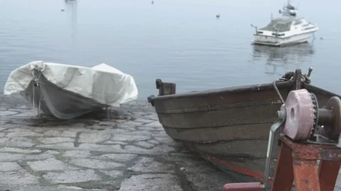 Two Boats on Stone Shore Video stock 88600176