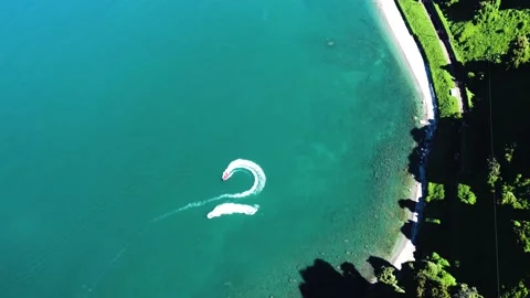 Two boats, yachts float on the black sea in Georgia, Batumi. Video stock 229782987