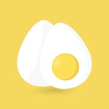 Two boiled eggs.Half an egg. World Egg Day. Stock Illustration