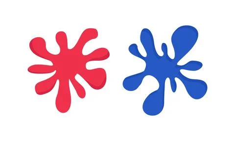 Two Bold Abstract Paint Splatter Graphics in Contrasting Red and Blue Color.. Stock Illustration