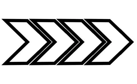 Two bold black chevron arrows, Double chevron directional icon, Right pointin Ilustração Stock
