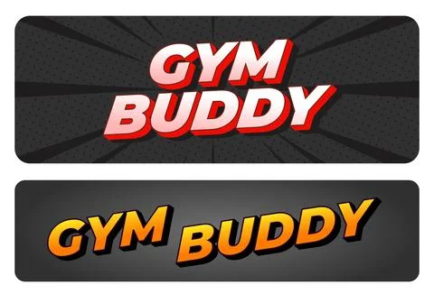 Two bold comic style gym buddy text banners on dark rectangle backgrounds t.. 库存插图