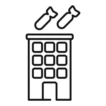 Two bombs falling from sky threatening residential building Ilustración de archivo