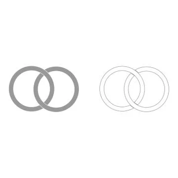 Two bonded wedding rings the grey set icon . Stock Illustration