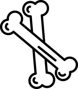 Two bones are shown in a black and white drawing Stock Illustration
