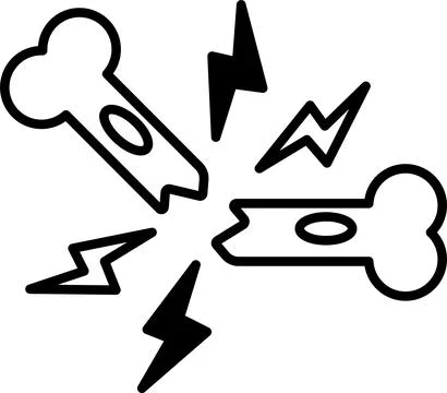 Two bones are shown in a black and white drawing Stock Illustration