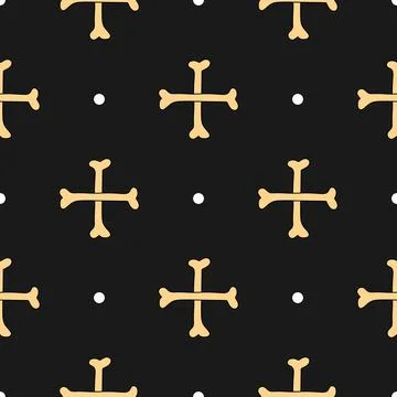 Two Bones in the form of a cross. Seamless cartoon pattern. Hand drawn vector. Stock Illustration