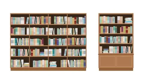 Two bookcases full of books. Stock Illustration