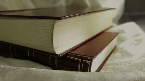 Two books with ancient binding, still life. Stock Footage 62053764