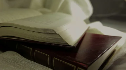 Two books with ancient binding, still life. Stock Footage 62162868