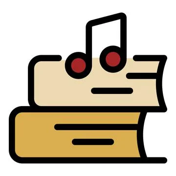 Two books and a musical note icon color outline vector Illustrazione stock