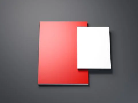 Two books on a gray floor. 3d rendering Stock Illustration