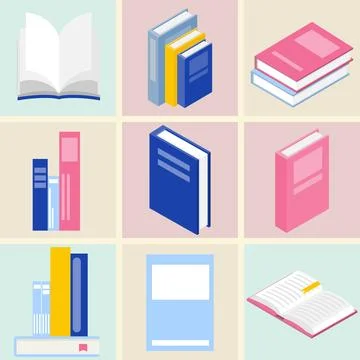 Two books isolated on a white background, two realistic books. Book icon. イラスト素材