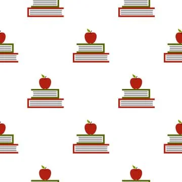 Two books with red apple pattern seamless Stock Illustration