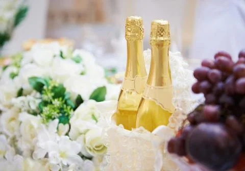 Two bottles of champagne Stock Photos