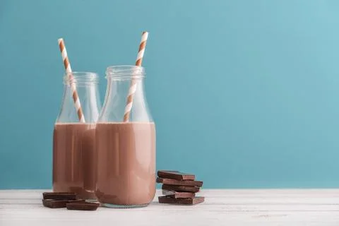Two bottles chocolate milk Stock Photos