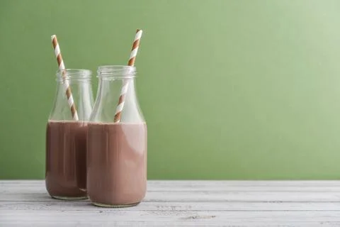 Two bottles chocolate milk Stock Photos
