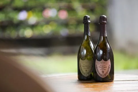Two bottles of don perinjon Stock Photos