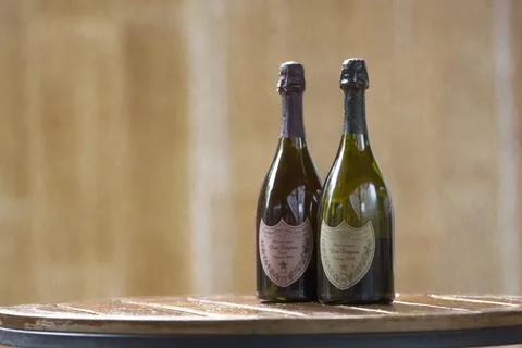 Two bottles of don perinjon 写真素材