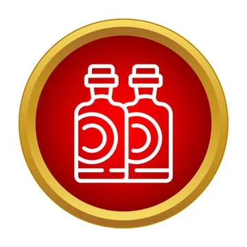 Two bottles icon in a red circle Stock Illustration