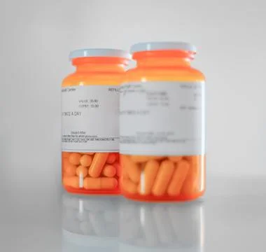 Two Bottles Of Medication Stock-Fotos