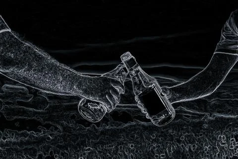 Two bottles touch each other Stock Photos