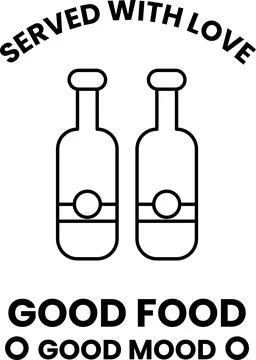 Two bottles of wine are served with love Stock Illustration