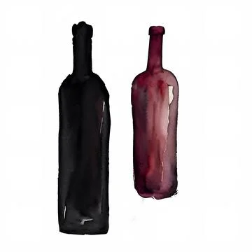 Two bottles of wine on a white background Stock Illustration