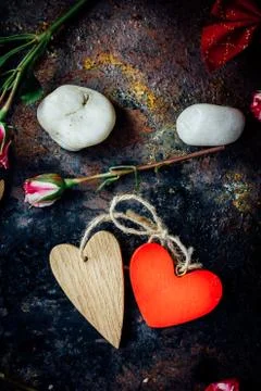 Two bounded hearts Stock Photos