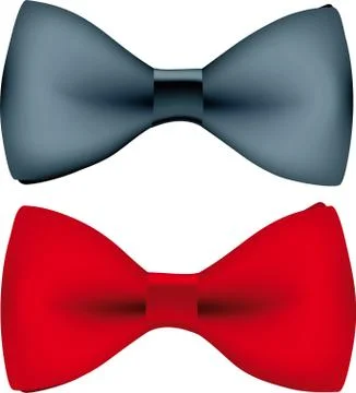 Two bow ties in black and red. Realistic light and shadows. Stock Illustration