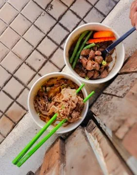 Two Bowl of Wagyu Bento Stock Photos
