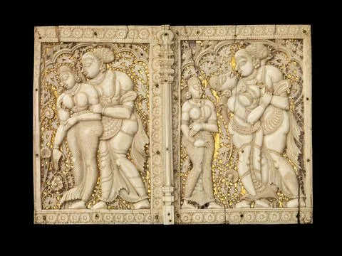 Two box panels with mithuna couples late 17thearly 18th century India (Tami.. Stock Photos