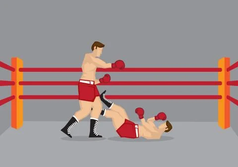 Two Boxers in Boxing Ring Stock Illustration