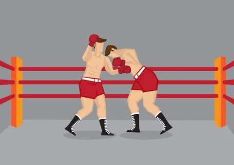 Two Boxers Fighting in Boxing Ring Stock Illustration