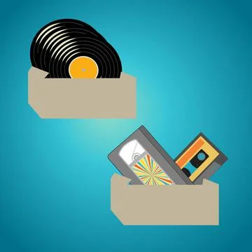 Two boxes with media support Stock Illustration
