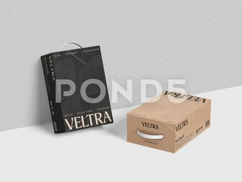 Two Boxes Packaging with Handle Mockup PSD Template