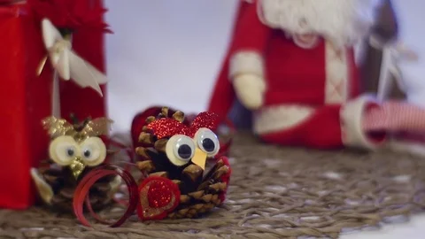 Two Boxes With Photo Frames and Slide Cards Placed Under a Christmas Fir Tree Stock Footage 72882243