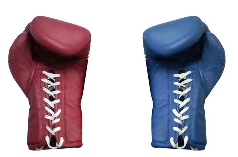 Two boxing glove on a white background close up Stock Photos