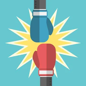 Two boxing gloves fighting Stock Illustration