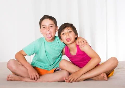 Two boys in bed Stock Photos