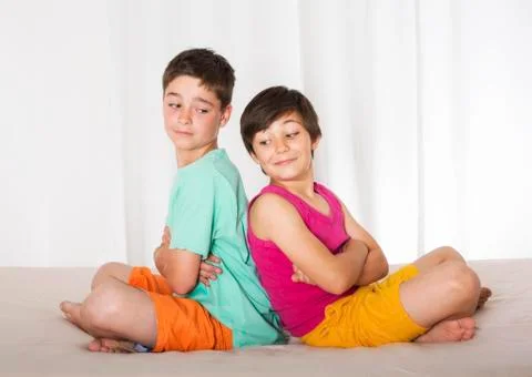 Two boys in bed Stock Photos