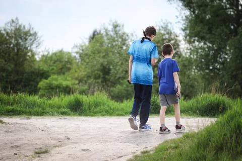 Two boys walking Foto stock